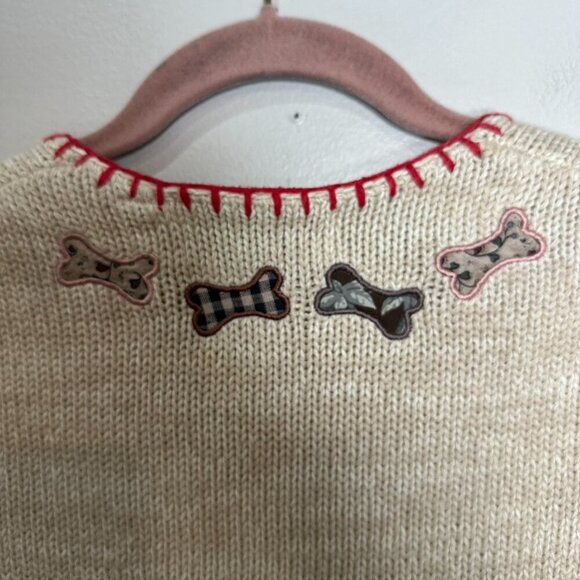 Orvis Puppy And Bones Cotton Knit Vest Size Medium Dog Bones Embroidered - Picture 9 of 10